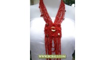 Multi Strand Glass Reds Beaded Pendant Fashion Necklaces